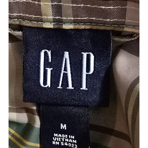 Vintage Brown & Pink Plaid Button-Front Coat Gap sz M - Picture 9 of 10